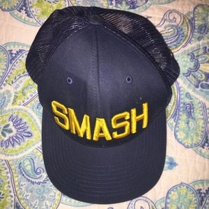 navy blue gold writing SMASH Flat Bill